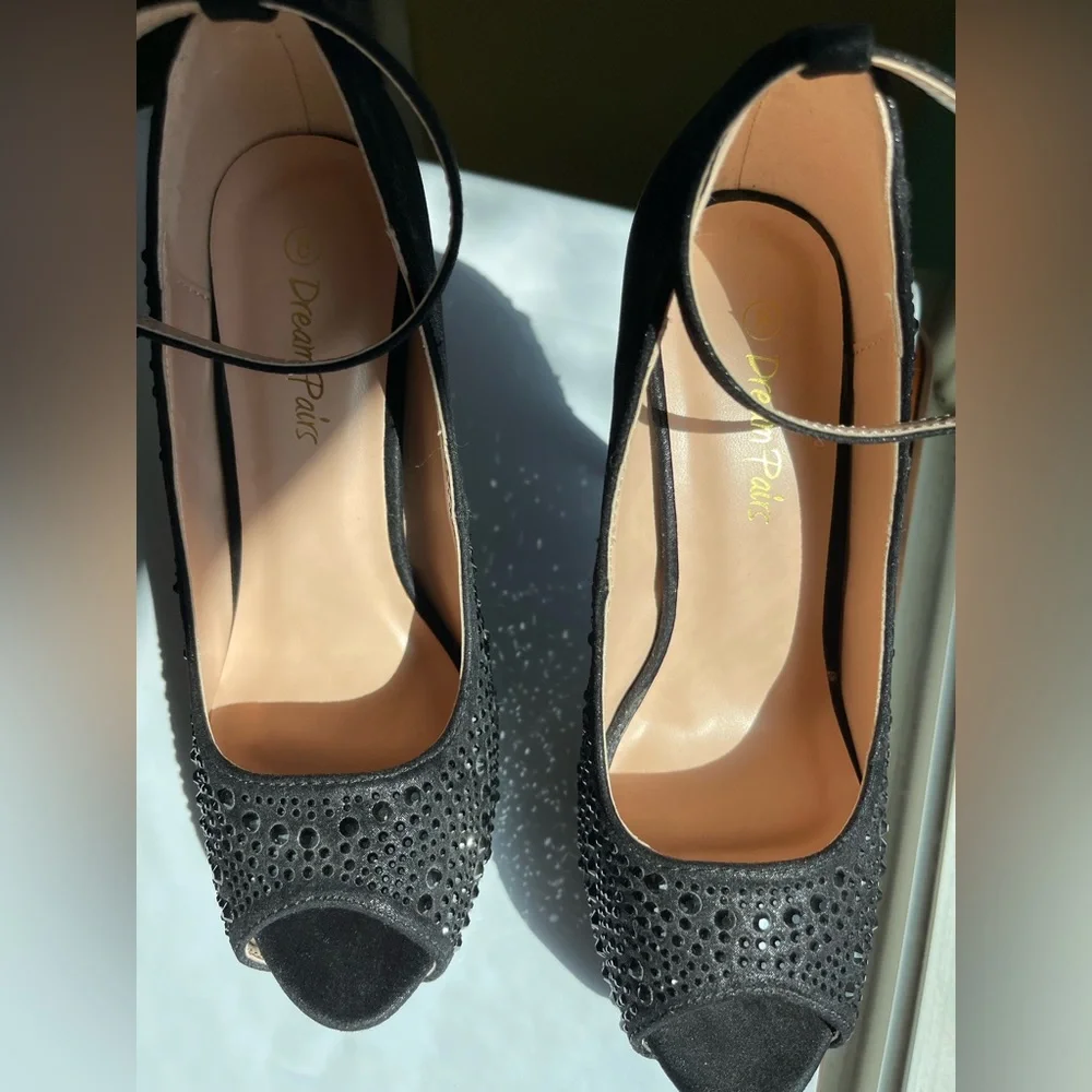DREAM PAIRS Jeweled and Strapped Peep Toe Stiletto - Picture 3 of 7